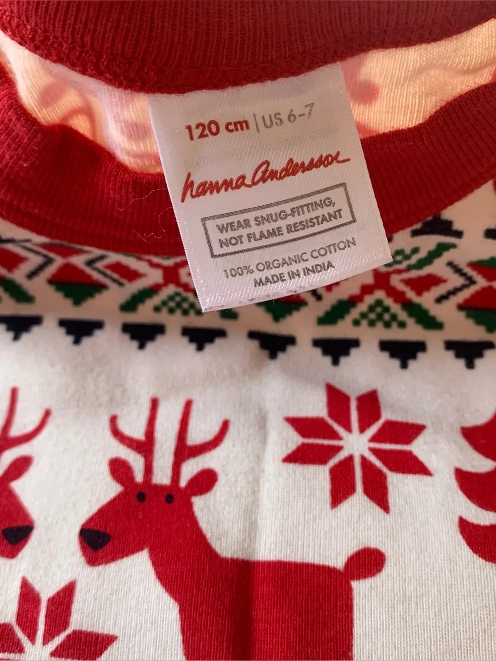 Hanna Andersson Festive Holiday Red and White Kids Pajamas Size 6/7